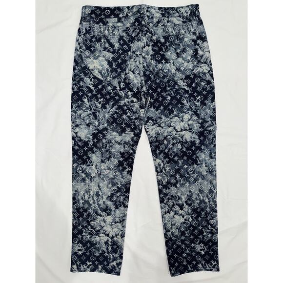 Louis Vuitton Tapestry Regular Denim Blue Monogram Logo Jeans Pants 32 - Picture 9 of 15